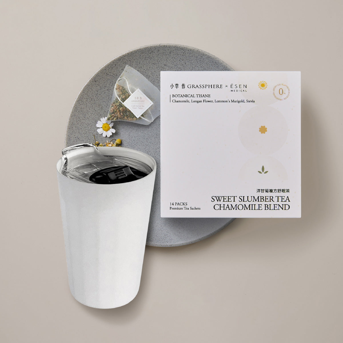 【陪你多睡好一點】暖心舒眠茶組|洋甘菊複方舒眠茶+PO:Selected ICONY Mug 陶瓷塗層保溫杯