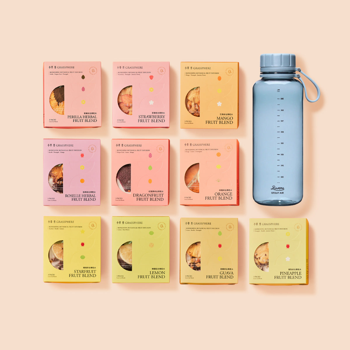 【完美大份量補水組】台灣果乾水自選分享組10盒+Rivers Stout Air隨行瓶1000ml (買就送Rivers濾茶器)