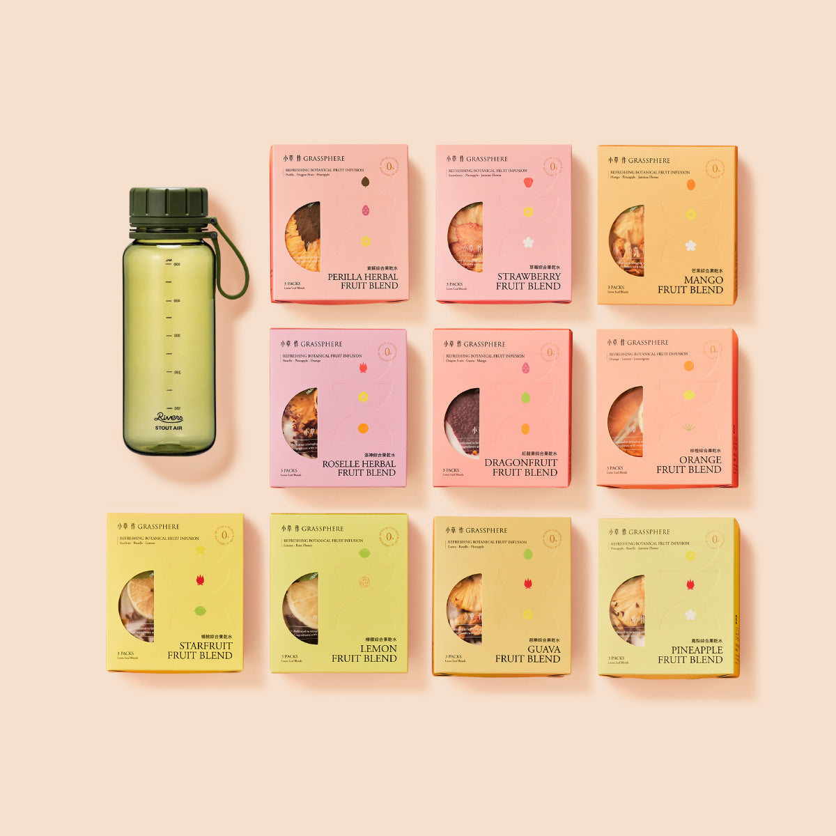 【30天戒掉手搖飲】綜合果茶10盒+Rivers Stout Air 隨行瓶 550ml (買就送Rivers濾茶器)