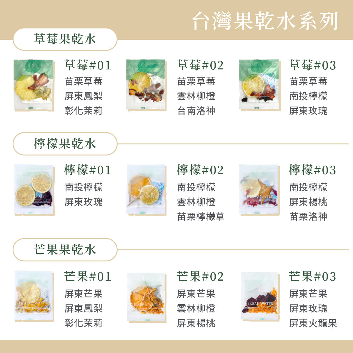 台灣果乾水茶包口味